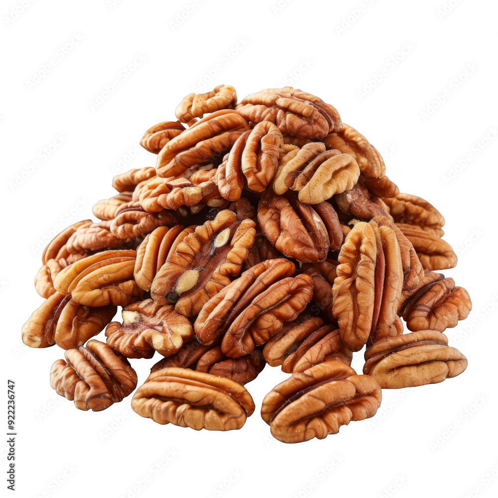 A Pile of Shelled Pecan Nuts on a Transparent Background A Pile of Shelled Pecan Nuts on a Transparent Background