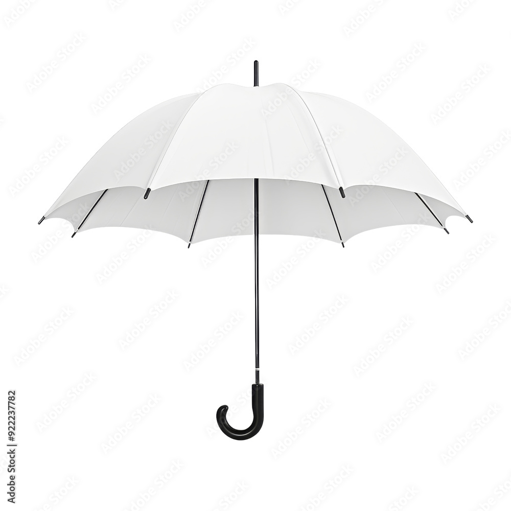 Isolated Umbrella Design with Black Handle and White Canopy. Isolated Umbrella Design with Black Handle and White Canopy.