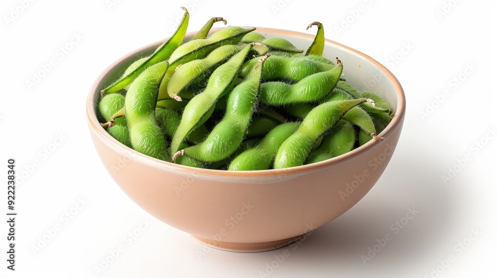 Crispy Edamame Delight in an Illustrated Bowl - Foods Magazine Style Shot on White Background in Professional Studio Crispy Edamame Delight in an Illustrated Bowl - Foods Magazine Style Shot on White Background in Professional Studio