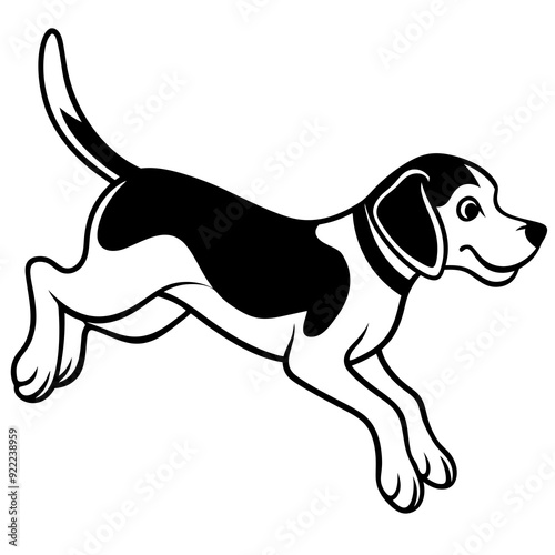 Beagle Jumping Vector Silhouette Black Vector