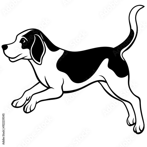 Beagle Jumping Vector Silhouette Black Vector