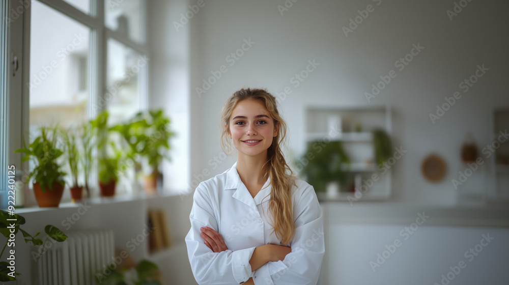 A patient-oriented medical receptionist greets with a warm, inviting gesture, showcasing a positive interaction and emphasizing the caring, comfortable atmosphere of the medical office.
A patient-oriented medical receptionist greets with a warm, inviting gesture, showcasing a positive interaction and emphasizing the caring, comfortable atmosphere of the medical office.