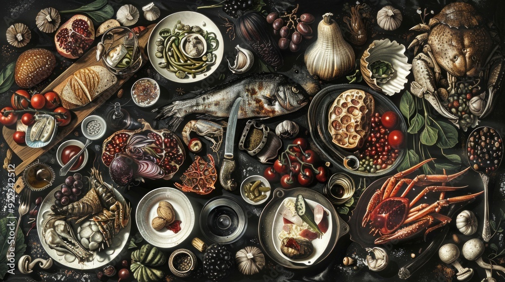 Spices on the top corner table Spices on the top corner table
