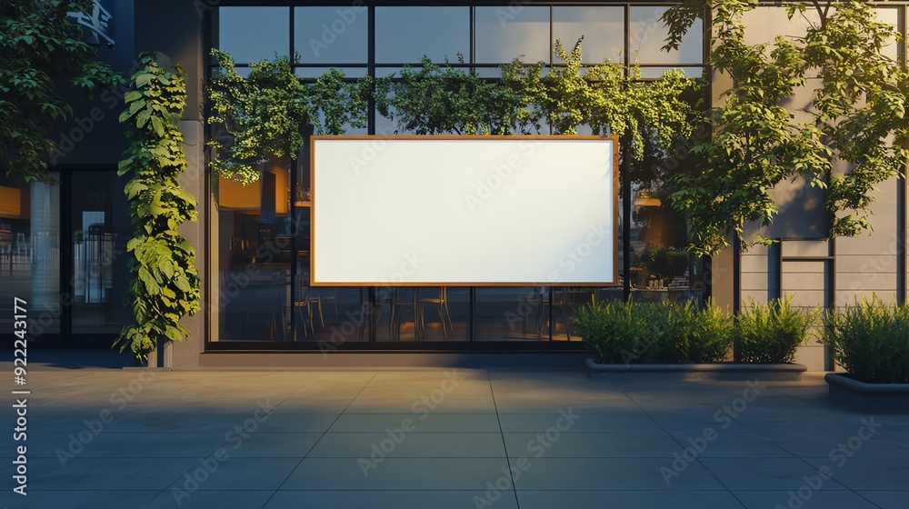 Fototapeta premium Blank Billboard Mockup on Modern Building Facade.