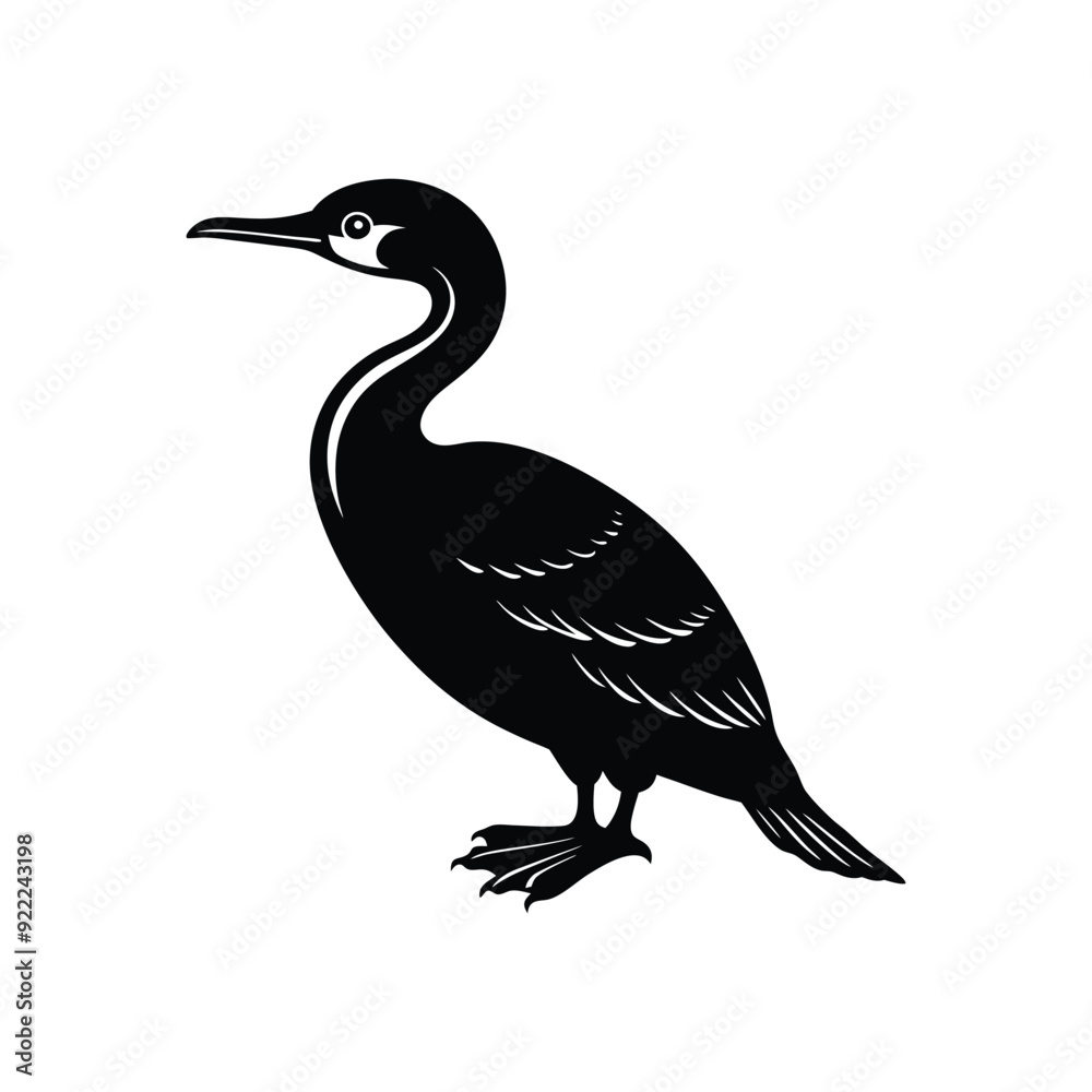 Black cormorant silhouette vector isolated on white background Black cormorant silhouette vector isolated on white background