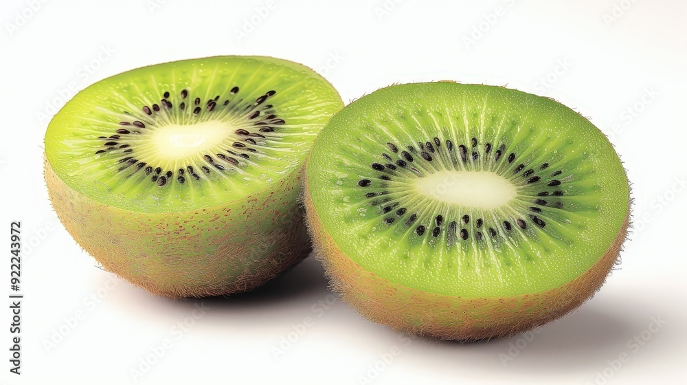 Vibrant Illustrated Kiwis in a Professional Studio Setting on White Background for Food Magazine Editorial Vibrant Illustrated Kiwis in a Professional Studio Setting on White Background for Food Magazine Editorial