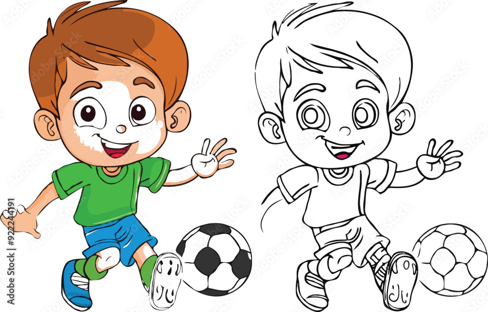 coloring page a simple drawing of blue green with baby boy & girl playing game vector illustration coloring page a simple drawing of blue green with baby boy & girl playing game vector illustration