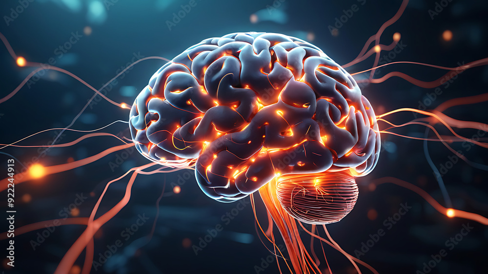 Animated brain with glowing neural connections
Animated brain with glowing neural connections