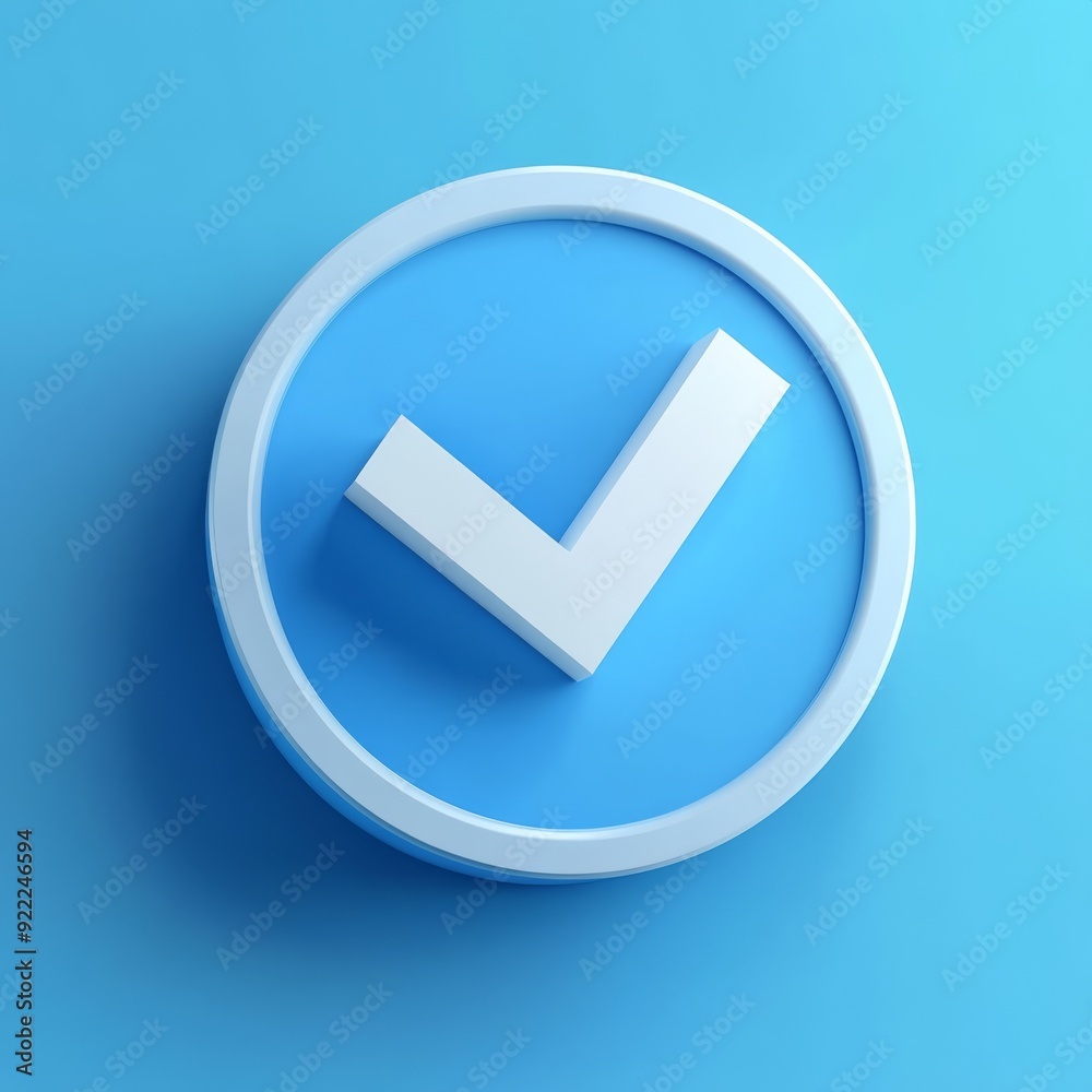This visually appealing 3D checkmark icon, set against a vibrant blue background, symbolizes approval and success, making it ideal for various digital applications and creative projects This visually appealing 3D checkmark icon, set against a vibrant blue background, symbolizes approval and success, making it ideal for various digital applications and creative projects