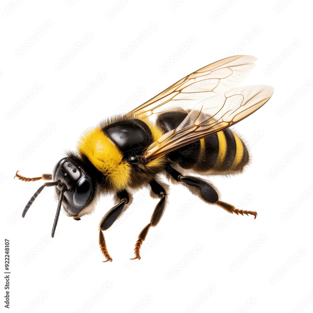 Isolated Carpenter Bee with Distinct Yellow and Black Stripes. Isolated Carpenter Bee with Distinct Yellow and Black Stripes.
