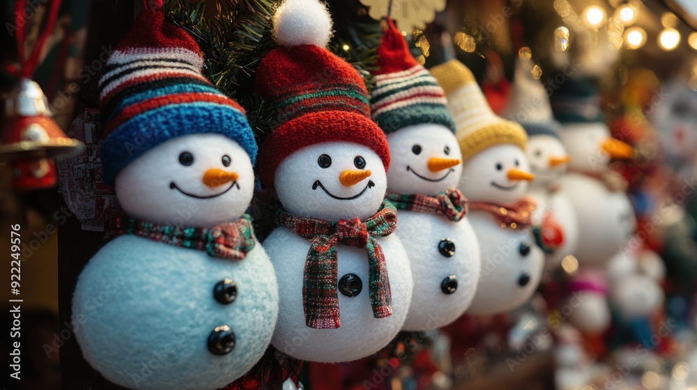 Snowman Ornaments at Christmas Market Snowman Ornaments at Christmas Market