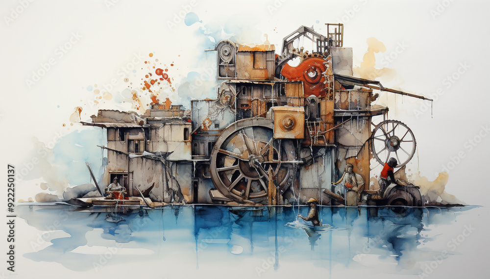 Fototapeta premium cloth swing machine water color image
