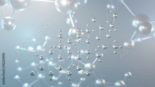 alclometasone molecular structure, 3d model molecule, synthetic corticosteroid, structural chemical formula view from a microscope photo