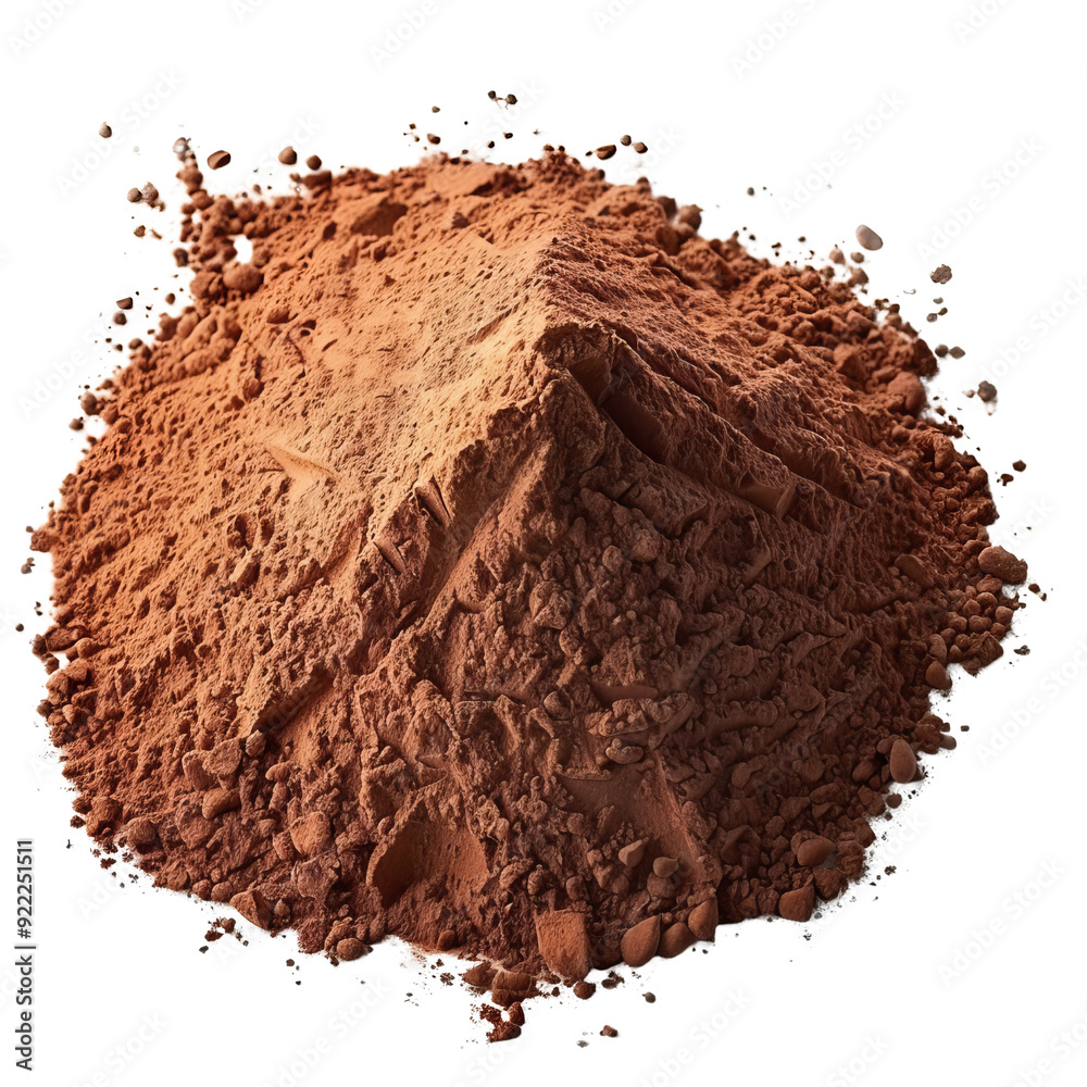Cocoa Powder Piled in a Mountainous Shape Isolated Without Background. Cocoa Powder Piled in a Mountainous Shape Isolated Without Background.