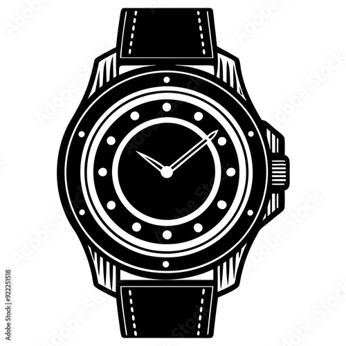 Wrist Watch Vector Silhouette Black Vector