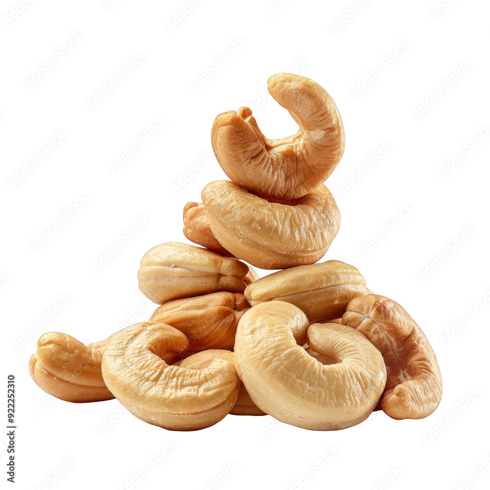 A Close-Up of Cashew Nuts Arranged in a Stacked Configuration A Close-Up of Cashew Nuts Arranged in a Stacked Configuration