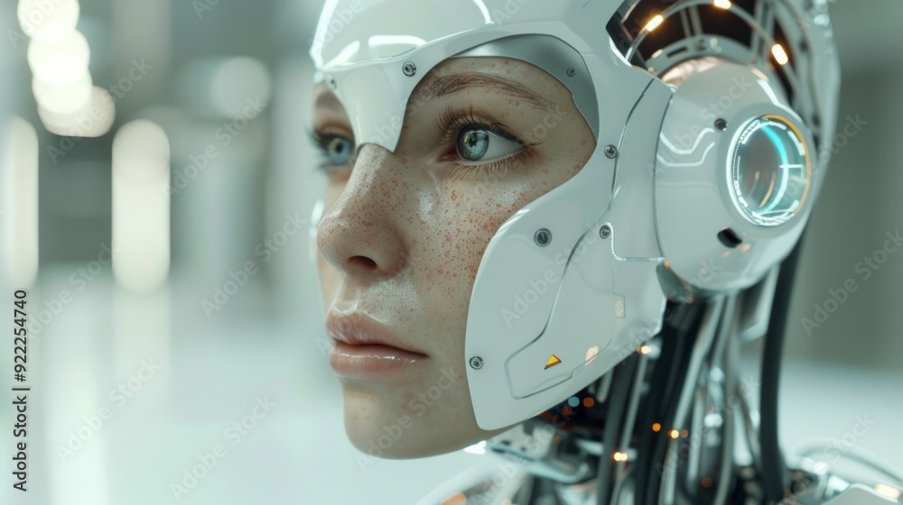 Fototapeta premium person with mask robot