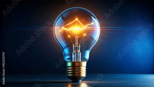 Illuminated Light Bulb on Dark Background