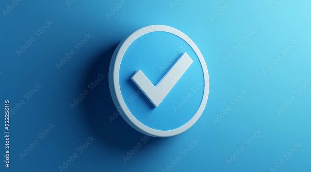 A visually striking and stylized 3D check mark icon is artistically set against a smooth blue background, effectively conveying a sense of approval, confirmation, and positive affirmation A visually striking and stylized 3D check mark icon is artistically set against a smooth blue background, effectively conveying a sense of approval, confirmation, and positive affirmation