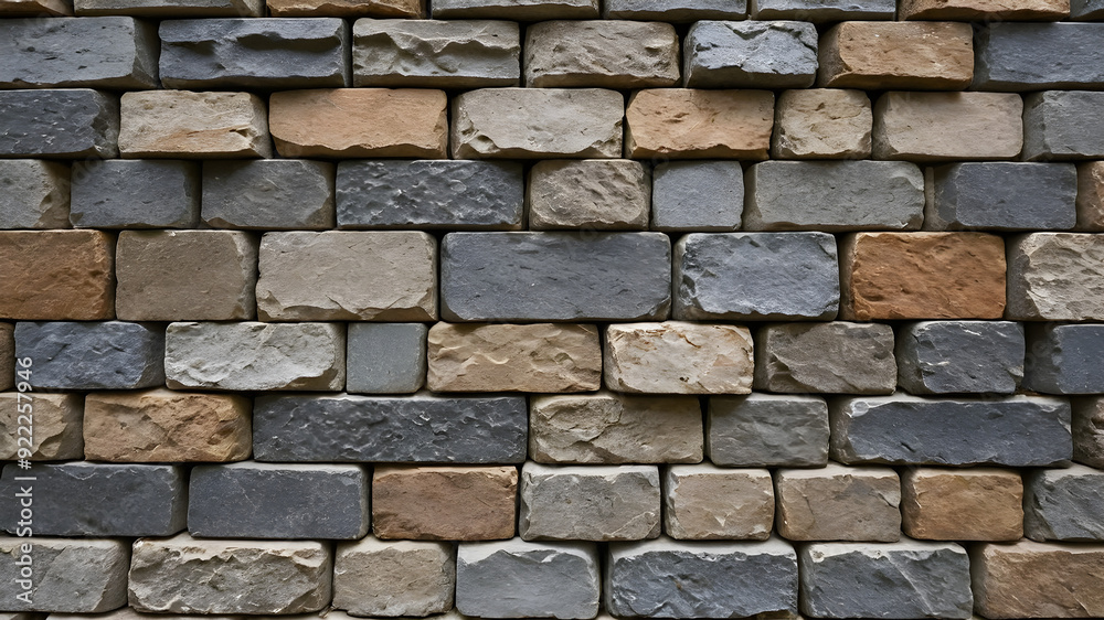 Fototapeta premium Beautiful various color stone block wall with copy space