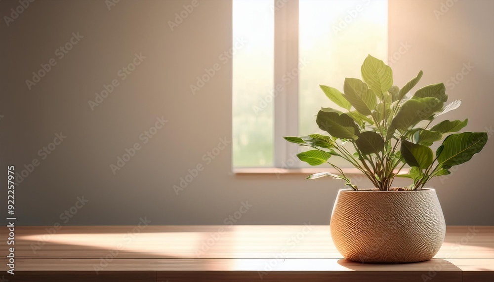 Fototapeta premium Plant pot with natural light for copy space