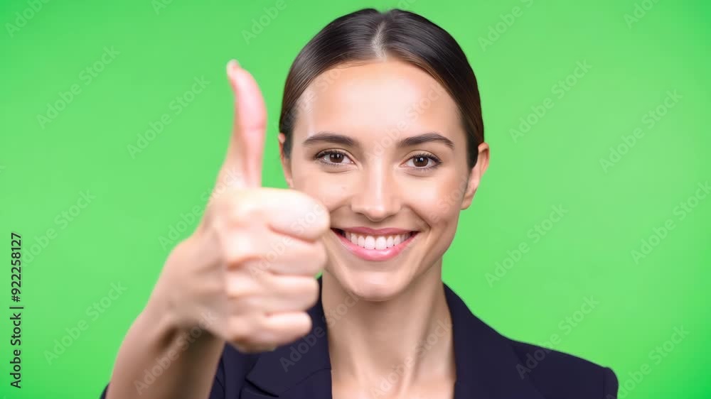 Young Caucasian businesswoman smiling with thumbs up, confident and positive gesture Young Caucasian businesswoman smiling with thumbs up, confident and positive gesture