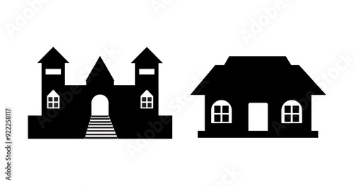 Flat design house silhouette set