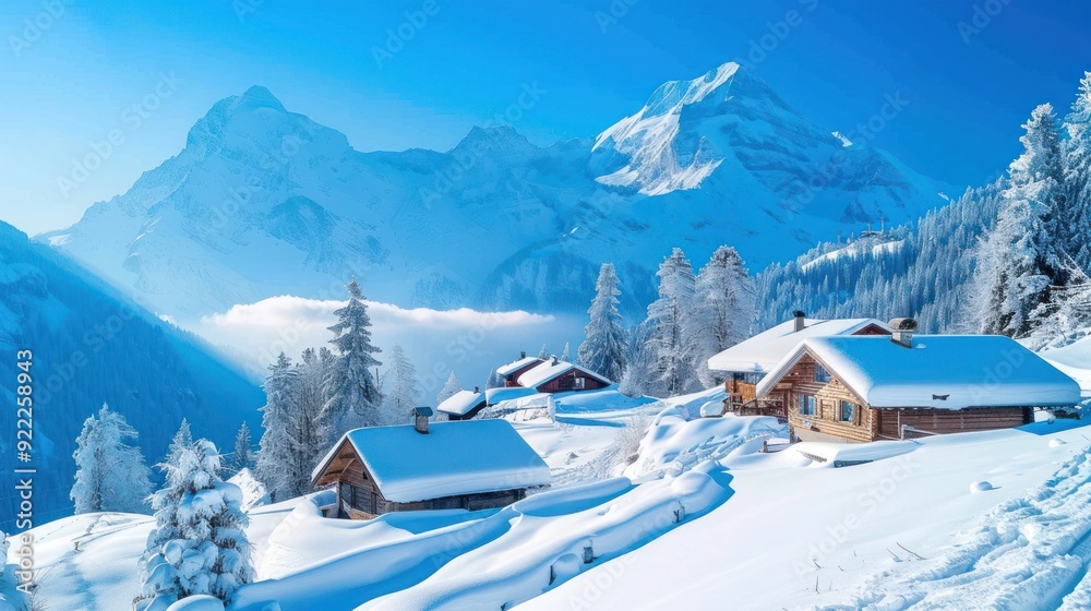 Fototapeta premium Snowy Mountain Village
