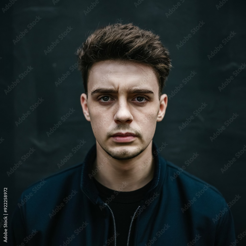 Portrait of a male with a sad face