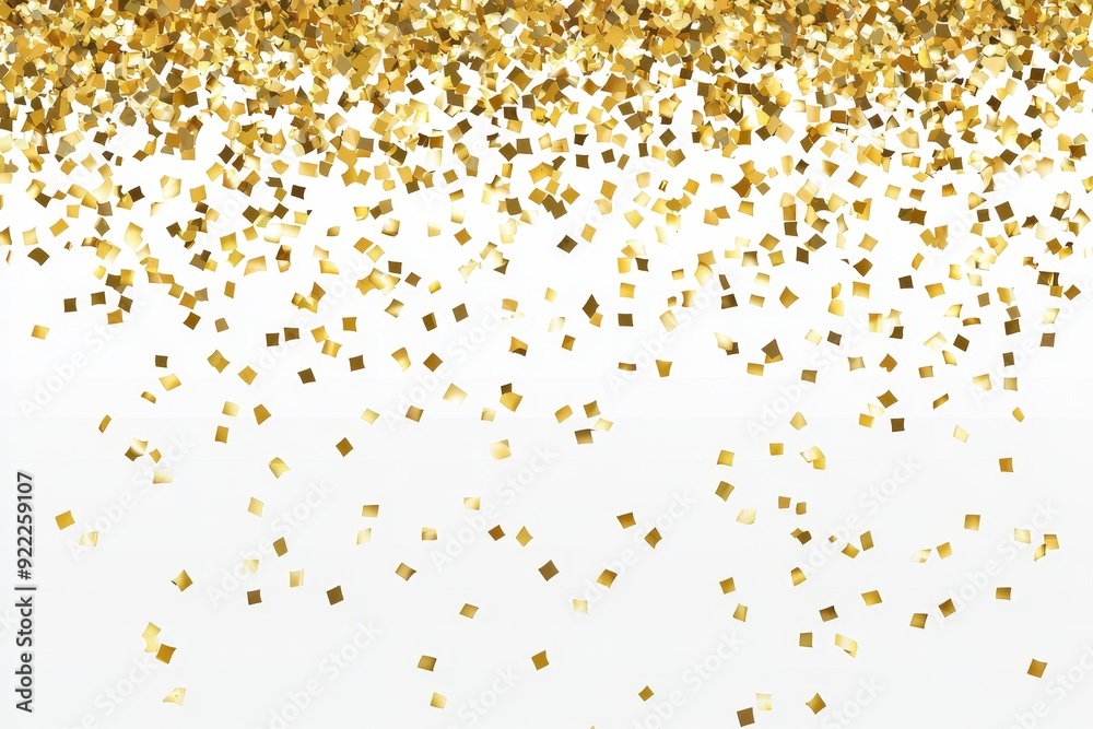 The transparent background with modern, realistic golden confetti represents a happy birthday, holiday, and party concept. The transparent background with modern, realistic golden confetti represents a happy birthday, holiday, and party concept.