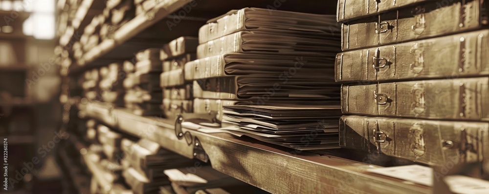 Abandoned library scene with dusty shelves holding stacks of old books and papers, creating a nostalgic and historical atmosphere. Abandoned library scene with dusty shelves holding stacks of old books and papers, creating a nostalgic and historical atmosphere.