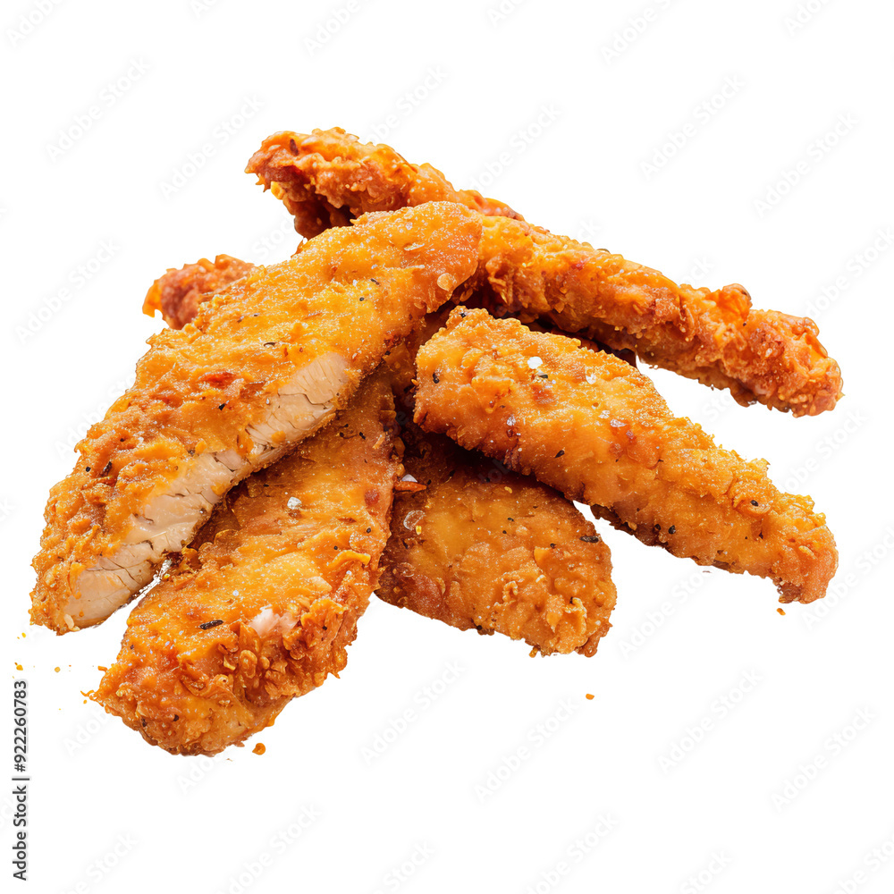 Isolated Crispy Fried Chicken Strips on a Clear Background. Isolated Crispy Fried Chicken Strips on a Clear Background.