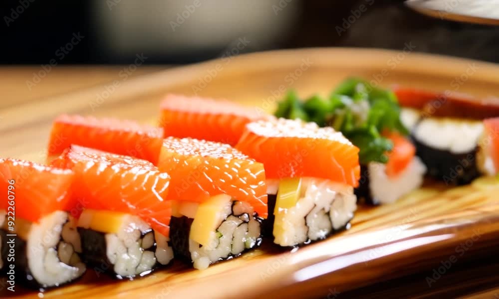 Fresh and Flavorful Sushi Rolls on Display