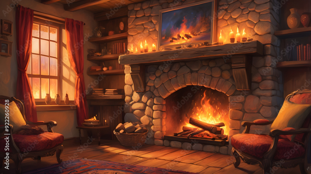 fireplace with burning wood, ai generated fireplace with burning wood, ai generated