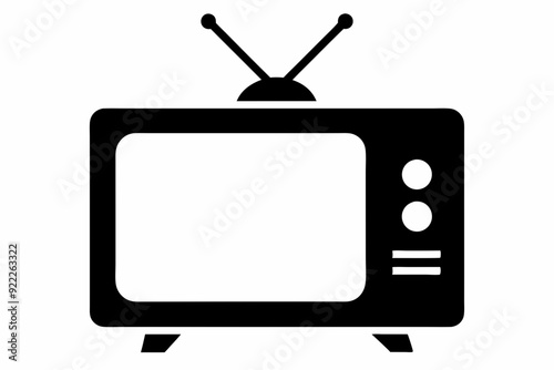 
Tv icon vector, Vintage retro television silhouette vector
