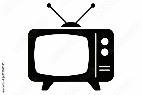 
Tv icon vector, Vintage retro television silhouette vector
