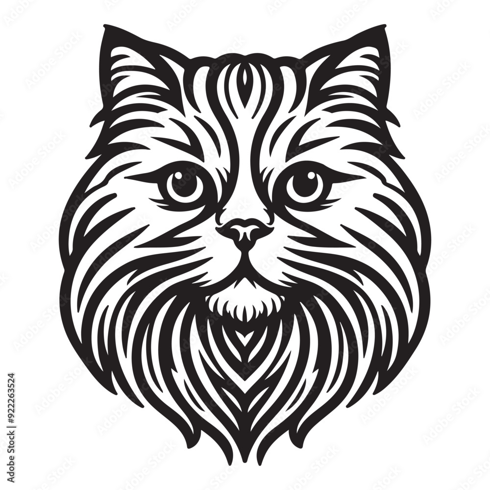 Line art of cat head cartoon vector Line art of cat head cartoon vector