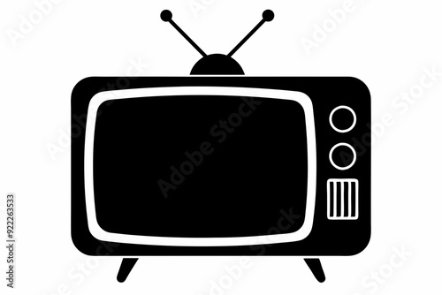 
Tv icon vector, Vintage retro television silhouette vector
