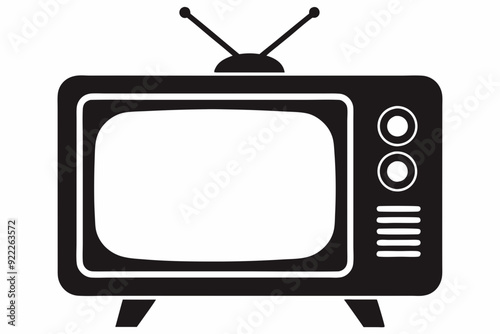 
Tv icon vector, Vintage retro television silhouette vector
