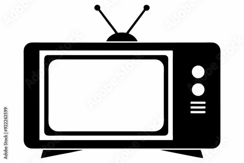 
Tv icon vector, Vintage retro television silhouette vector
