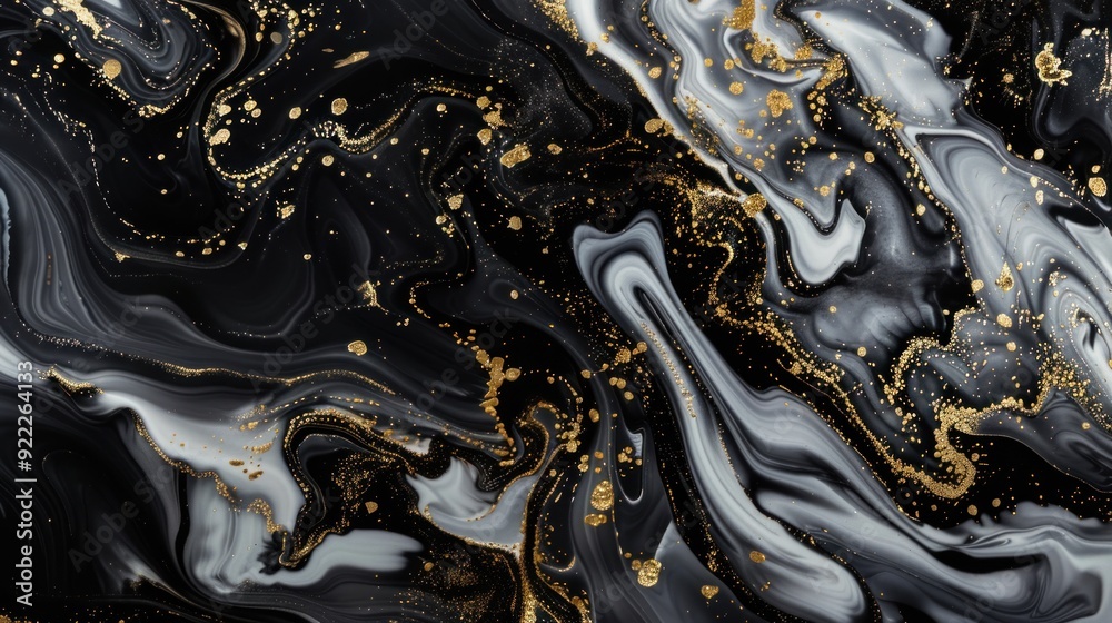 Abstract Art: Swirling Gold, Black and White Abstract Art: Swirling Gold, Black and White