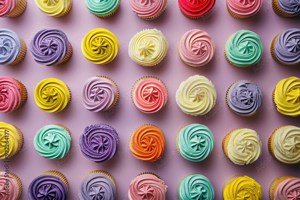 Colorful Cupcakes in a Row Colorful Cupcakes in a Row