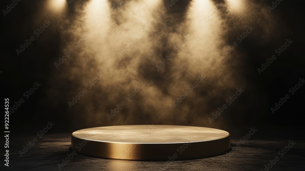 A gold podium with smoke in the background A gold podium with smoke in the background