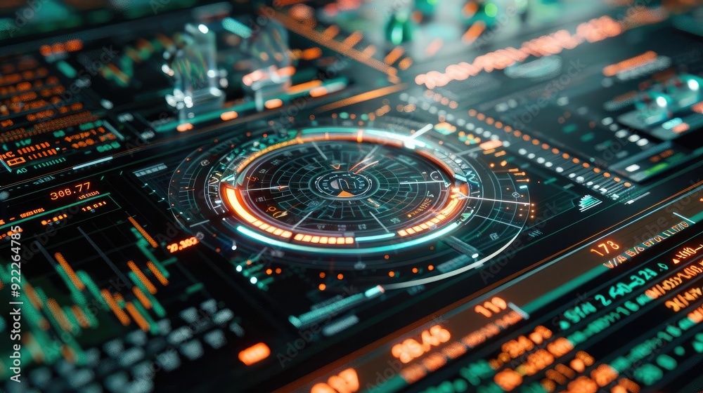 Futuristic digital interface showcasing advanced data visualization with vibrant colors and intricate design elements. Futuristic digital interface showcasing advanced data visualization with vibrant colors and intricate design elements.