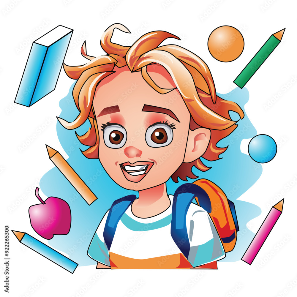 Fototapeta premium Back to School Cartoon Illustration