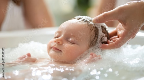 First Blessing: Newborn Baby Christian Baptized with Water