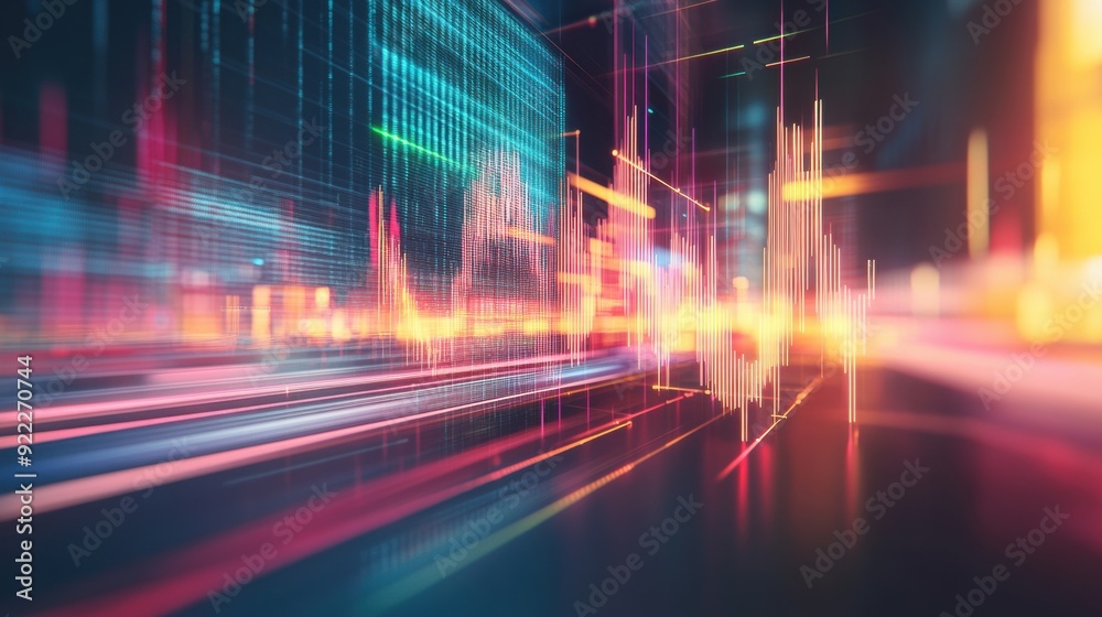 Abstract blurry image of city lights and buildings, AI Abstract blurry image of city lights and buildings, AI