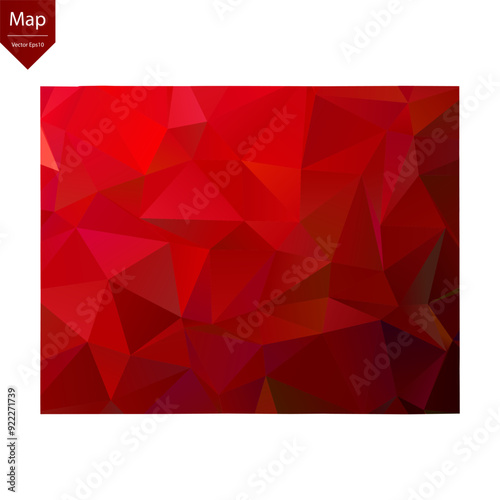 Map of Wyoming - Red Geometric Rumpled Triangular , Polygonal Design For Your . Vector illustration eps 10.	