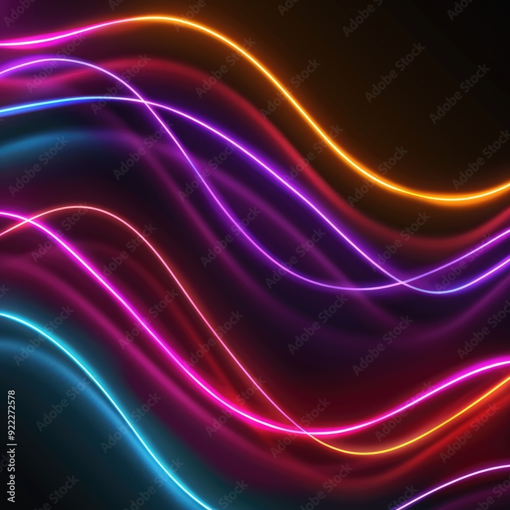 Obraz premium Abstract neon light lines background. Glowing led light line beam collection. Bright luminous fluorescent bar stick lines.