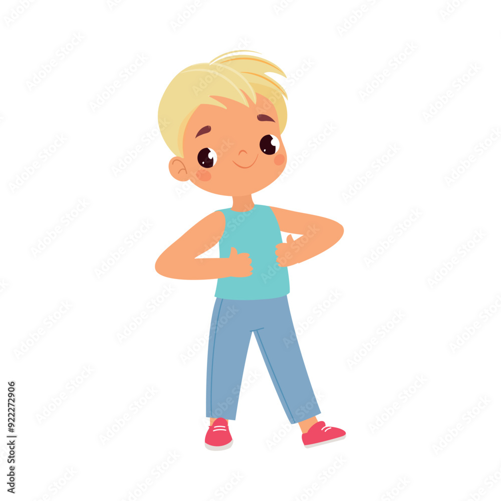 Funny Boy Kid Character Enjoy and Having Fun Show Thumb Up Vector Illustration Funny Boy Kid Character Enjoy and Having Fun Show Thumb Up Vector Illustration